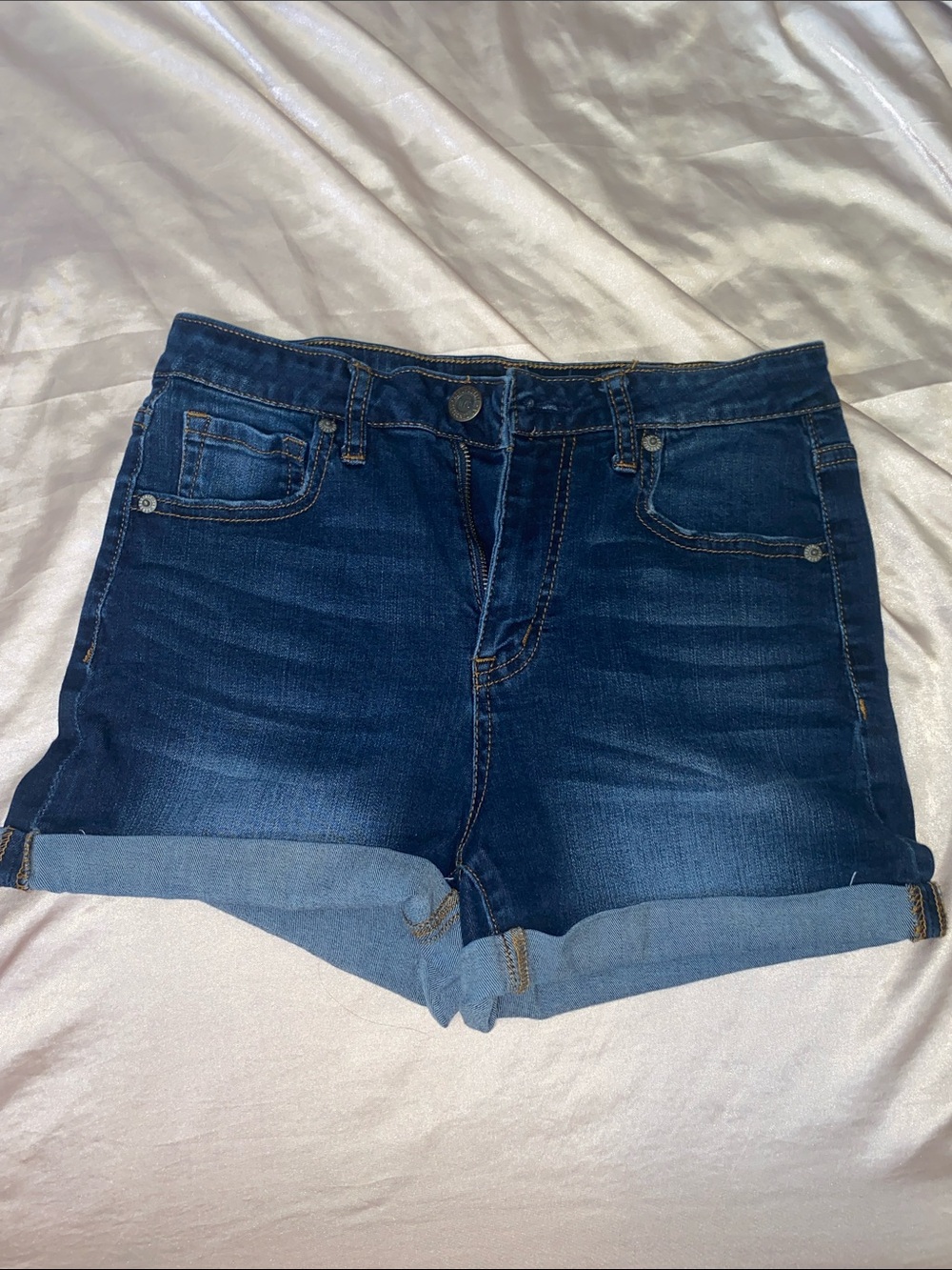 Aeropostale Dark Blue Rolled-Hem Denim Shorts